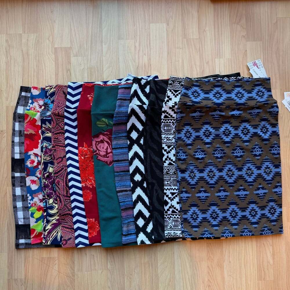 LuLaRoe Printed Cassie Pencil Floral Geometric Skirts Bundle Size S/M